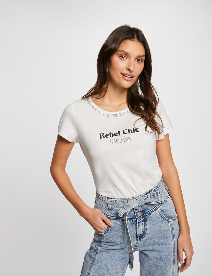 T-shirt inscription et strass