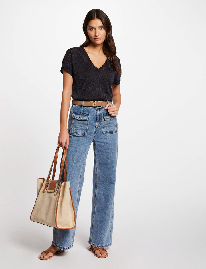 Pull col en V manches courtes