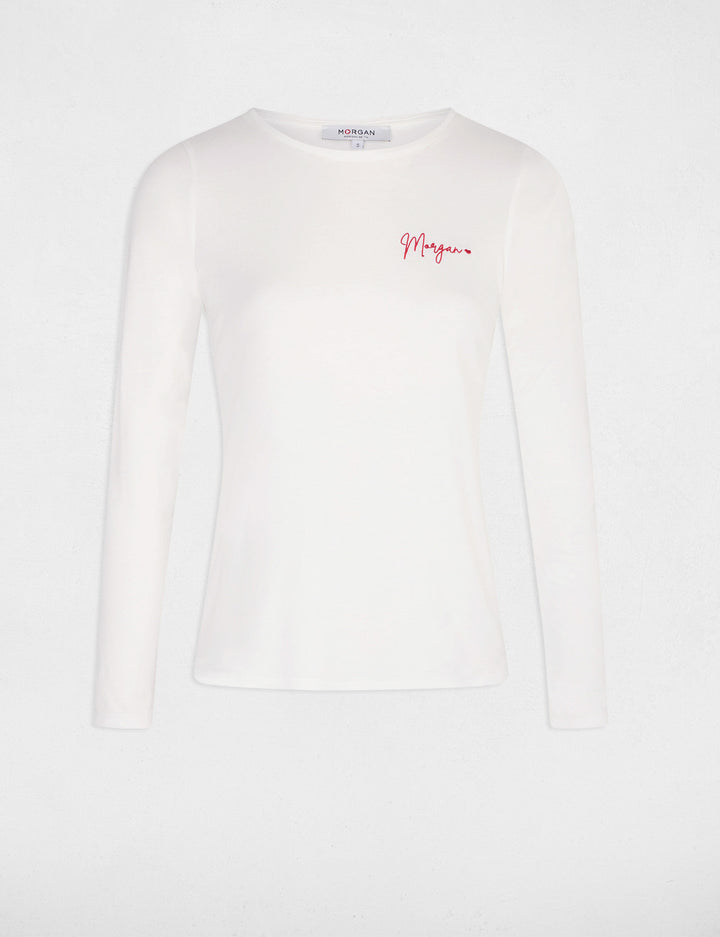 T-shirt manches 3/4 brodé