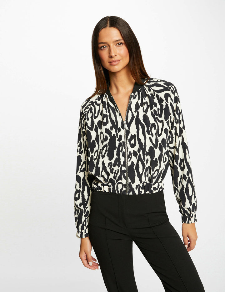 Blouson droit imprimé animalier
