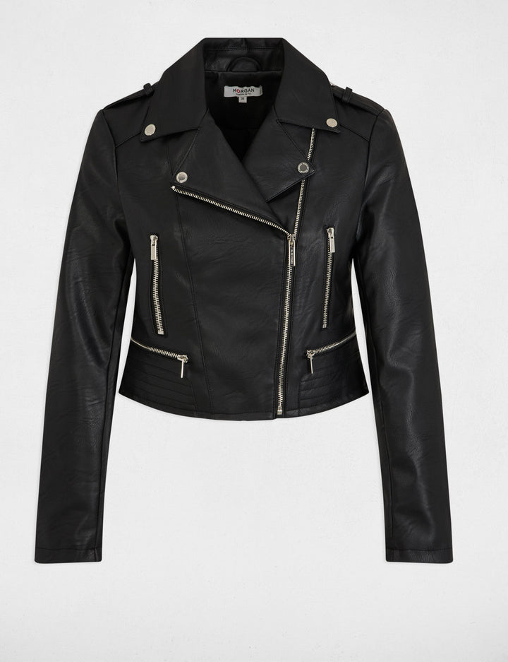 Blouson droit avec col cranté à  revers