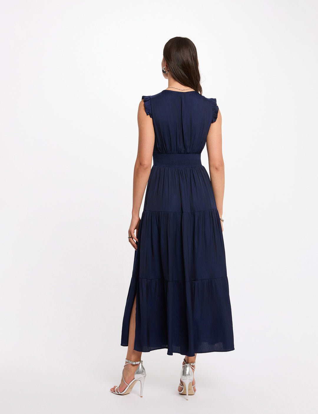 Robe longue col v
