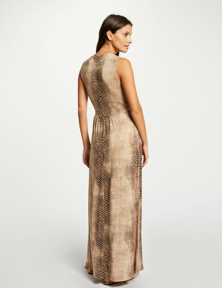 Robe longue droite imprimé animalier