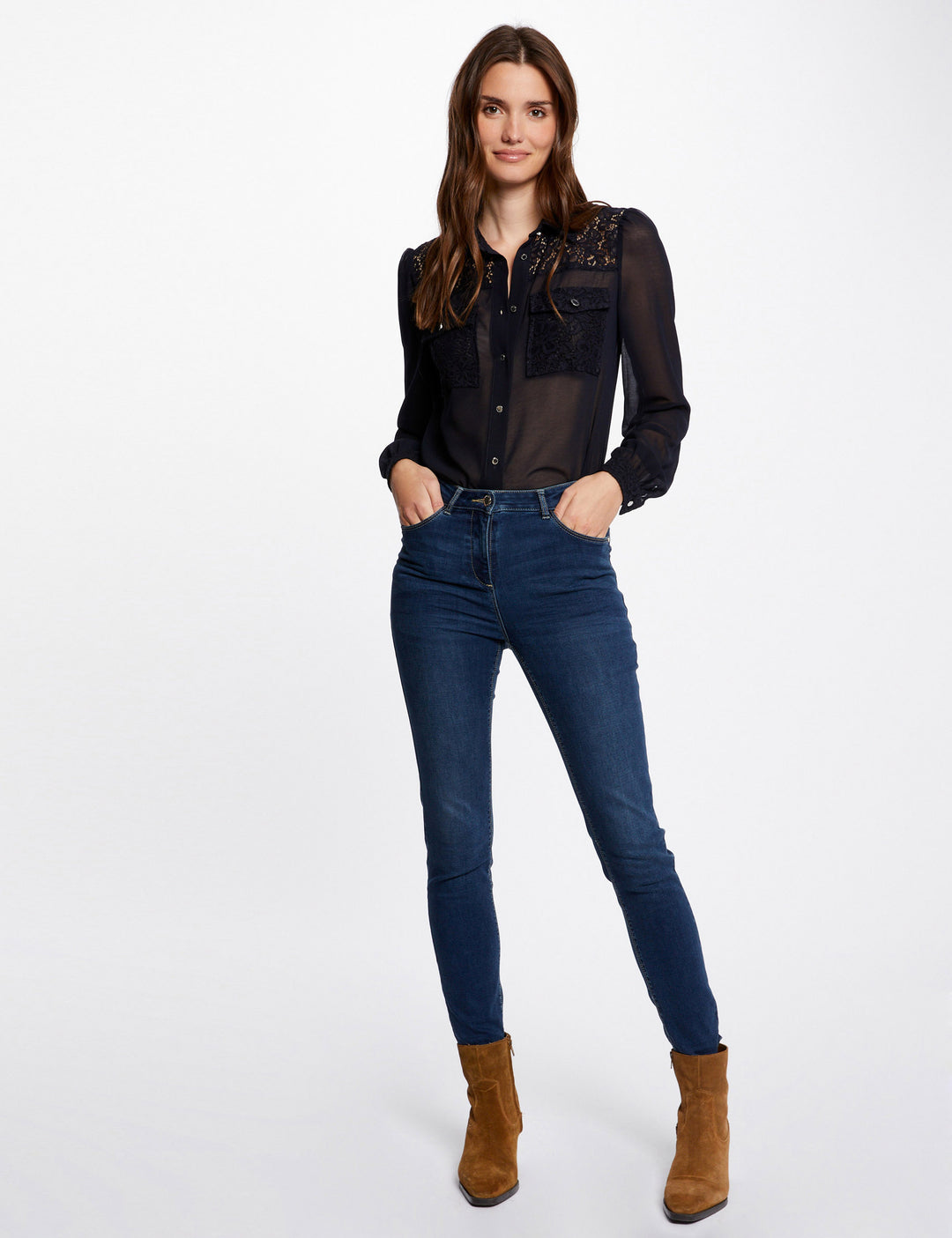 Chemise manches longues à  dentelle