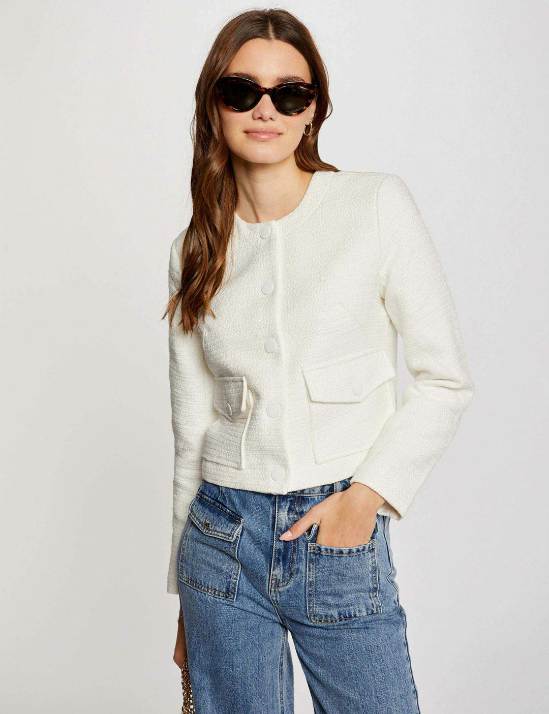 Veste courte boutonnée tweed