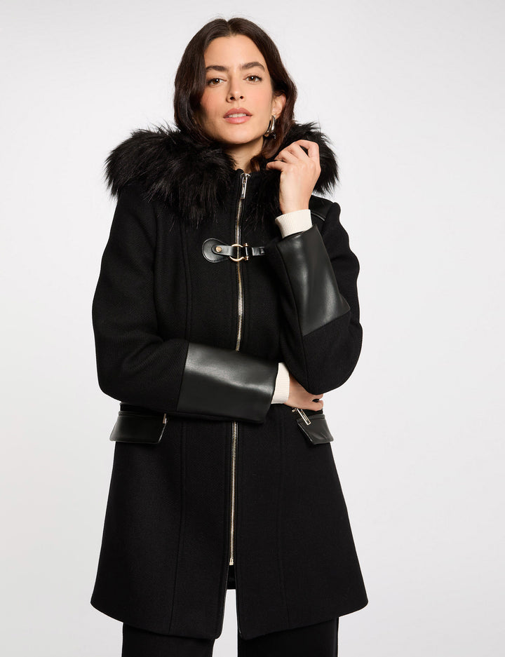 Manteau droit zippé à  capuche