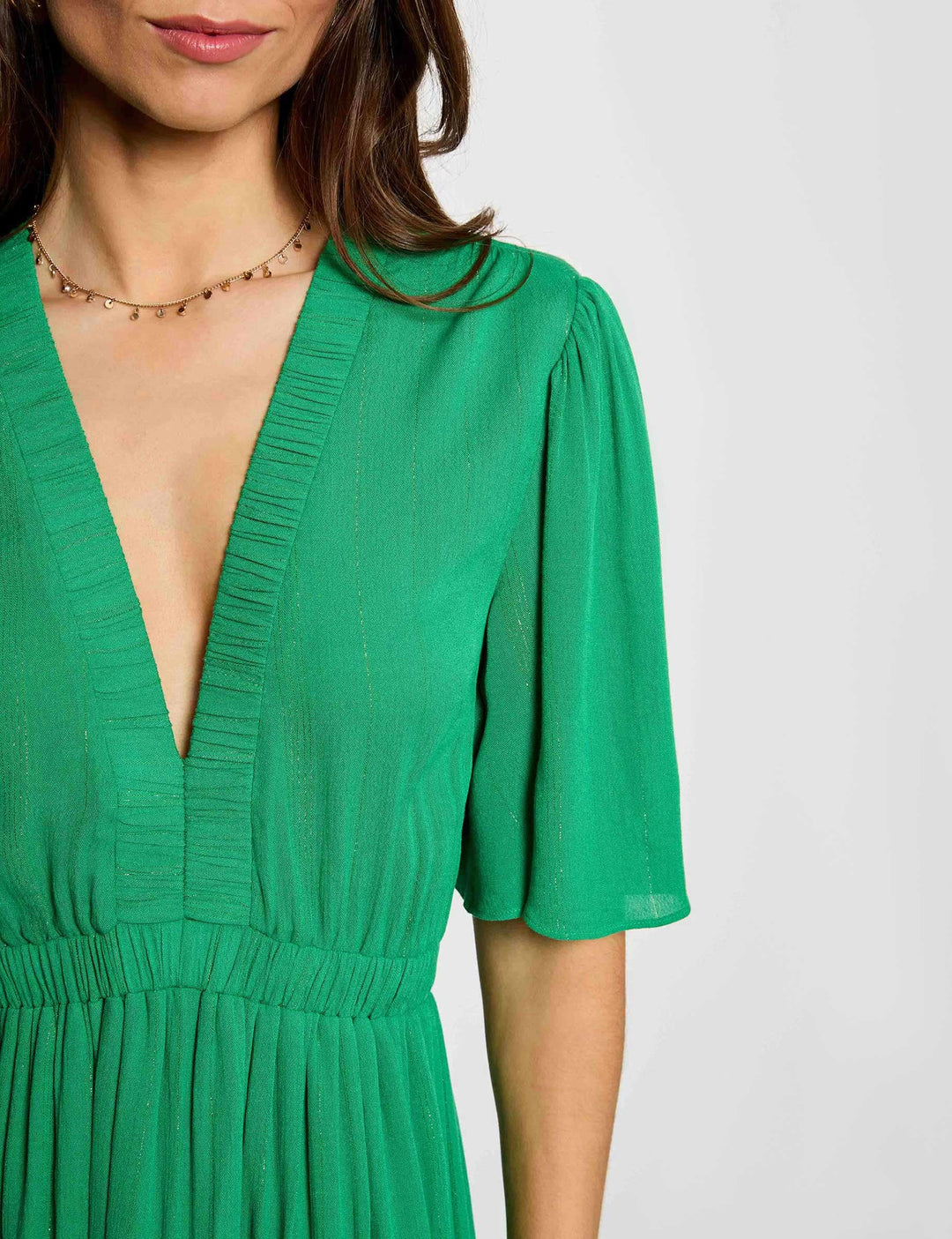 Robe longue col v