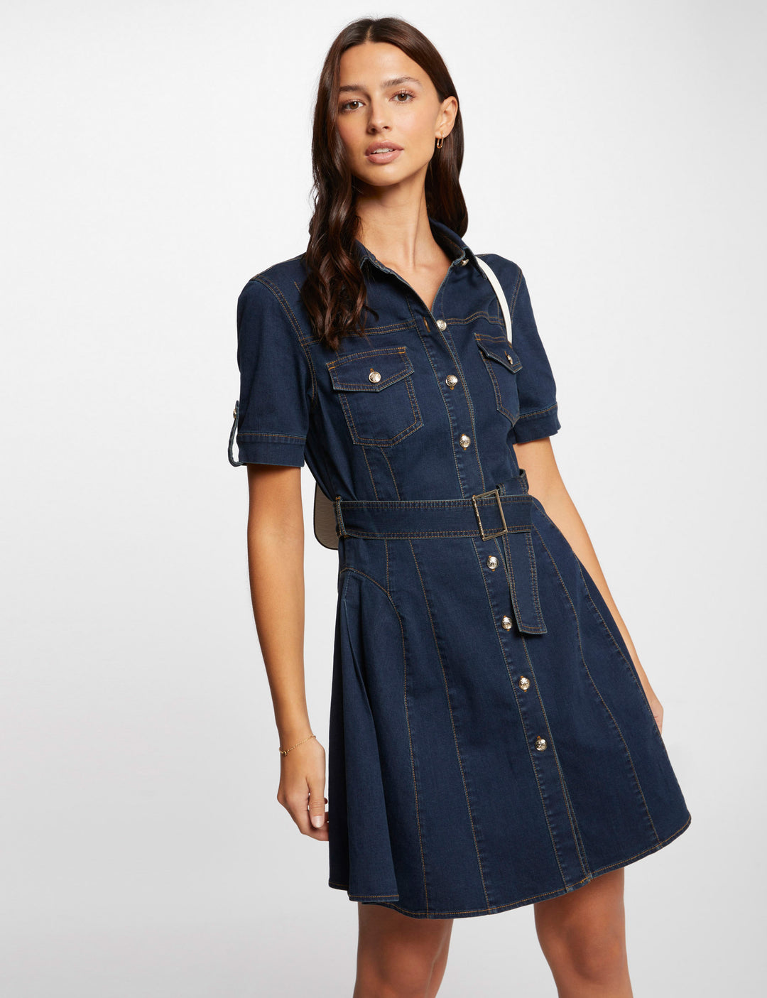 Robe courte patineuse en jean