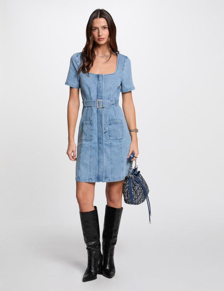Robe courte droite en jean