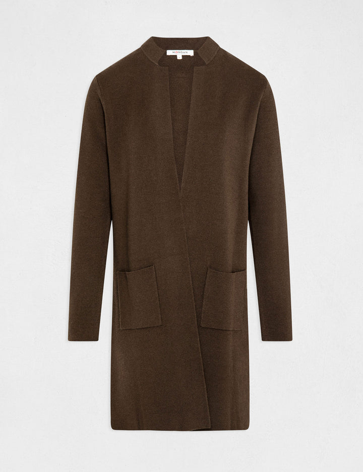 Gilet long droit col ouvert