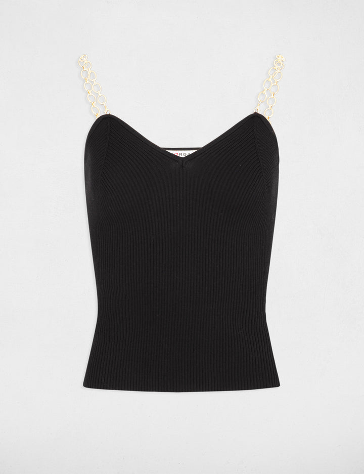 Top tricot bretelles chaînes