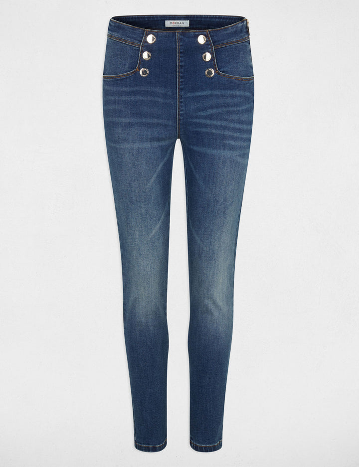Jeans skinny 7/8ème à  pont