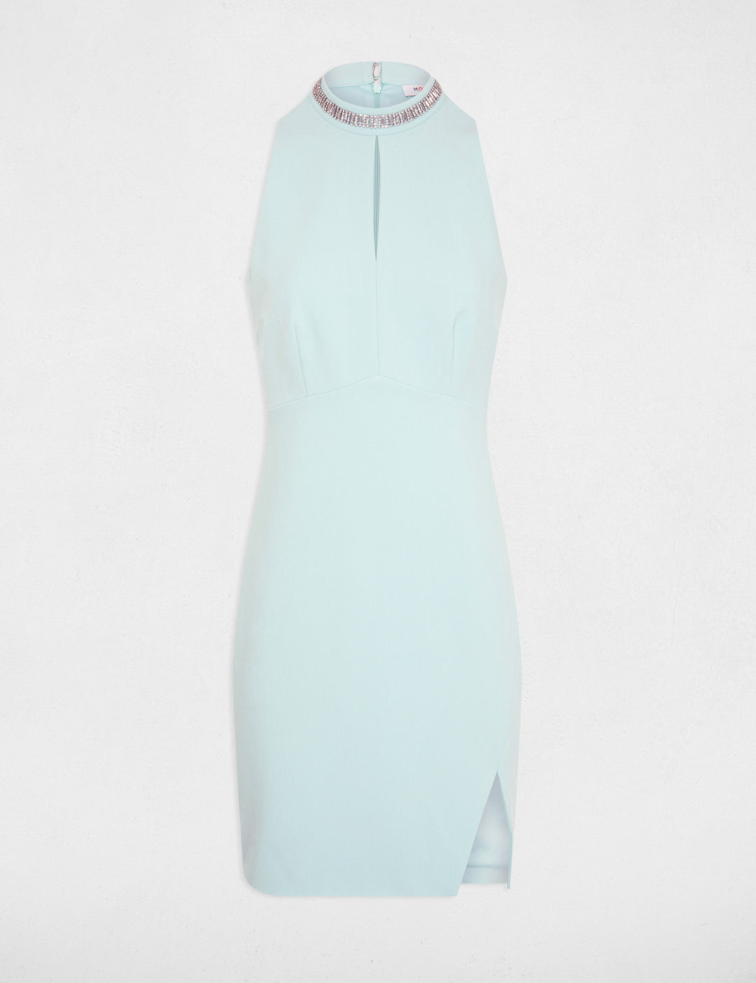 Robe courte ajustée col bijou