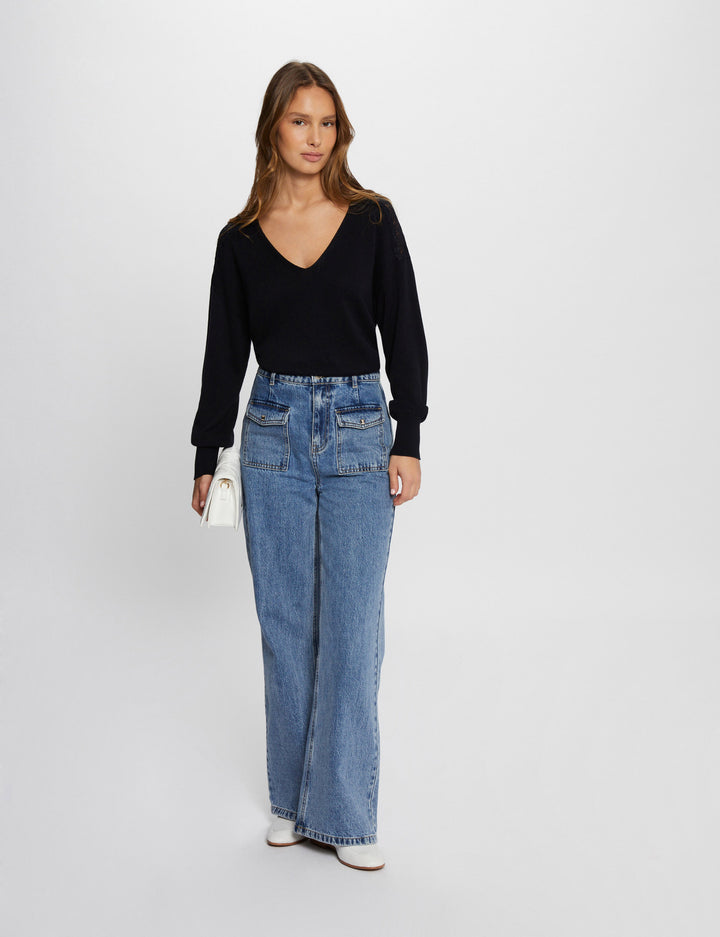 Pull col en V manches longues