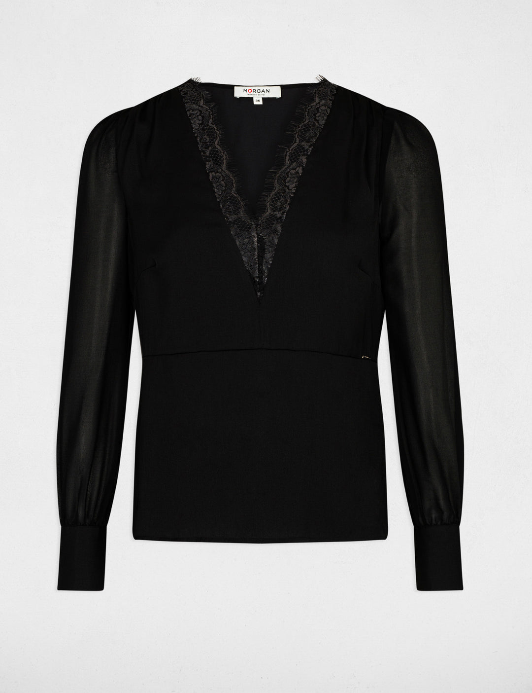 T-shirt manches longues satin à  dentelle