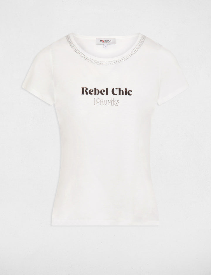 T-shirt inscription et strass