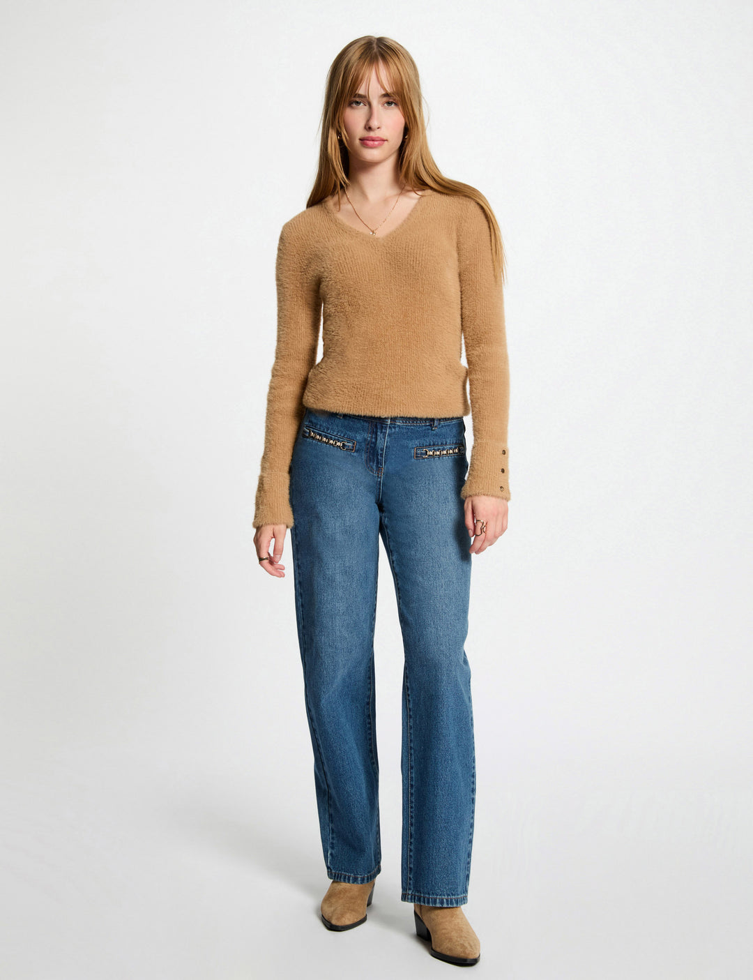 Pull manches longues maille duveteuse