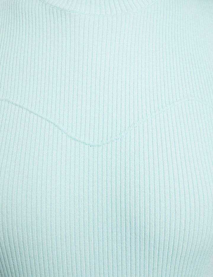 Pull col montant côtelé