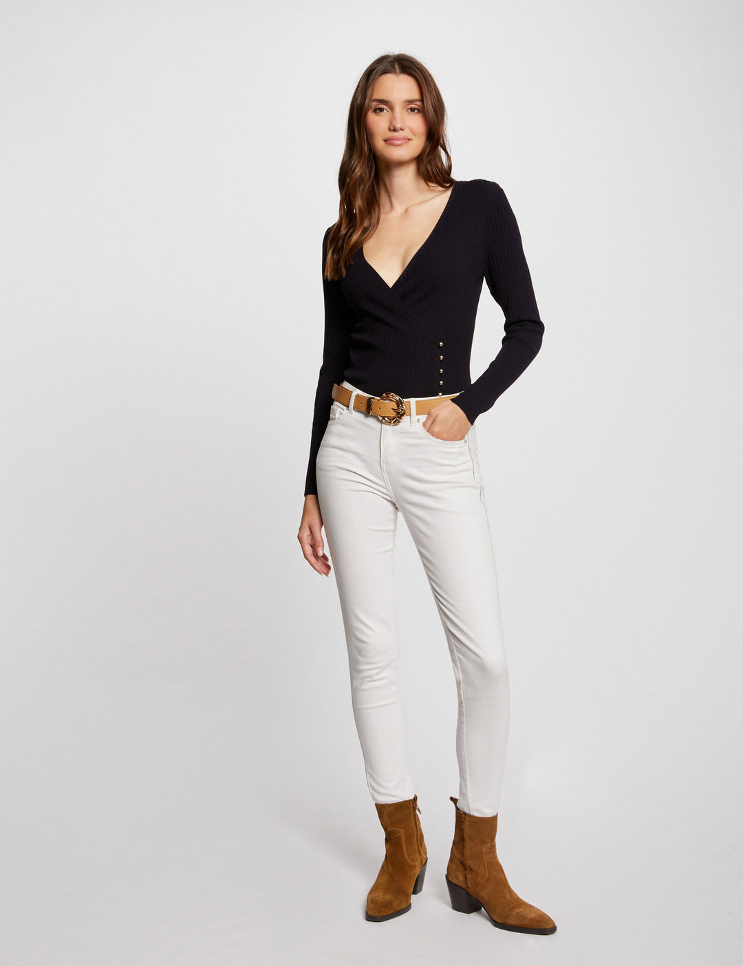 Pull manches longues col cache-coeur