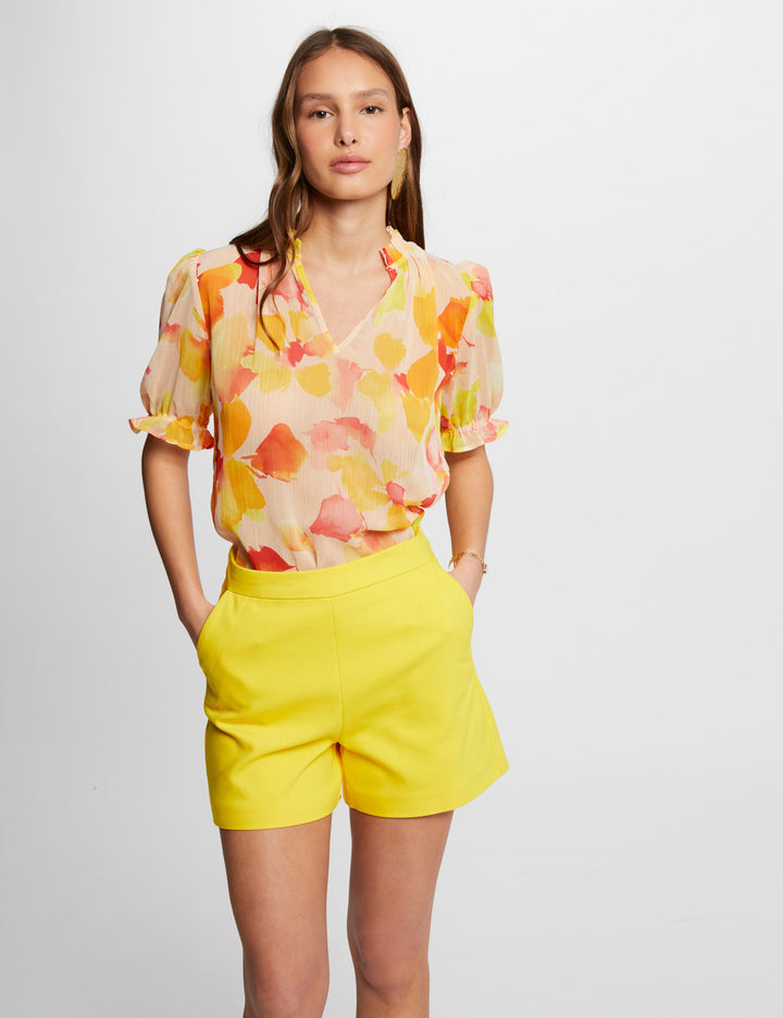 Blouse col en V imprimée