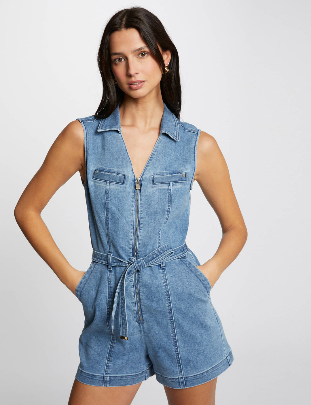 Combishort jean sans manches