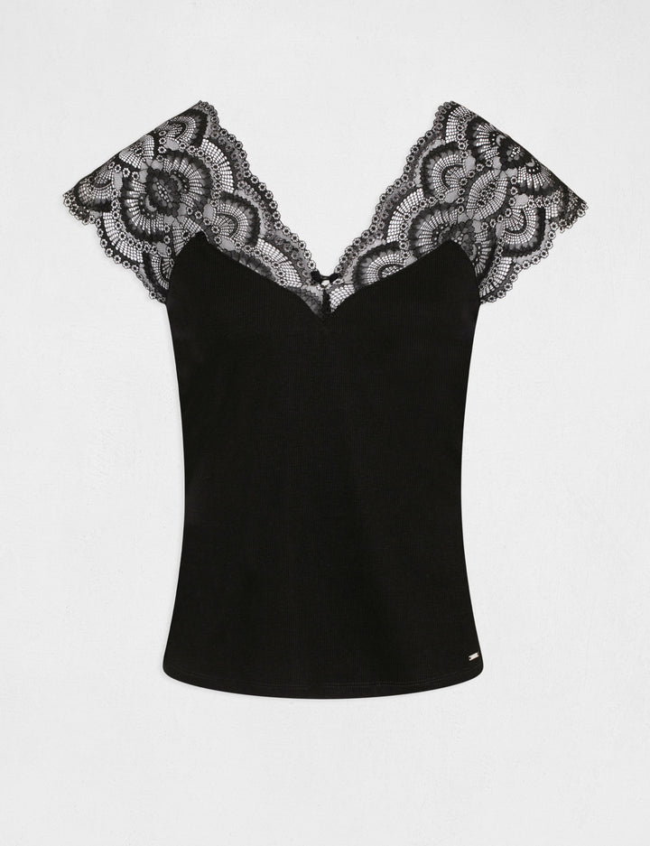 T-shirt manches courtes à  dentelle