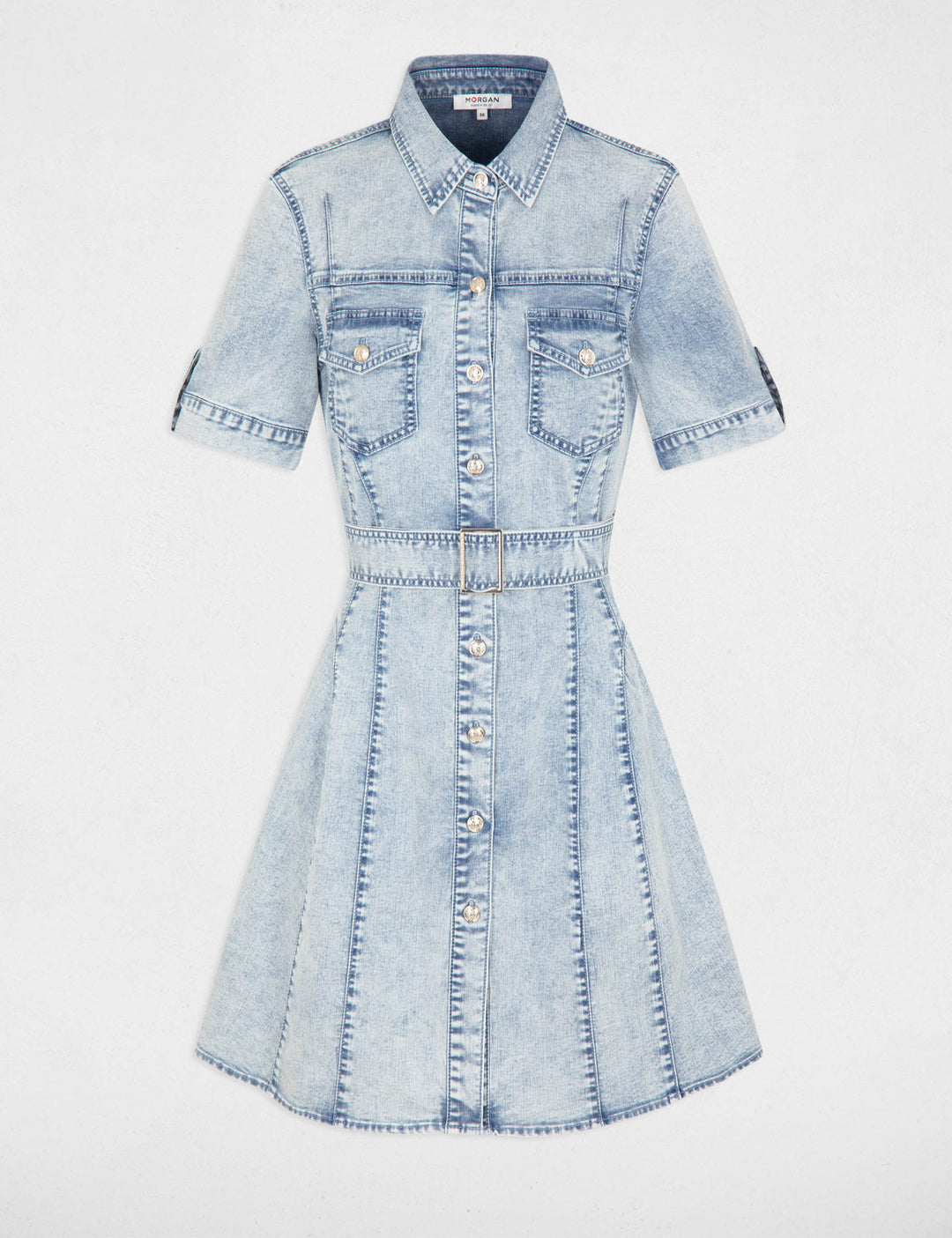 Robe courte patineuse en jean