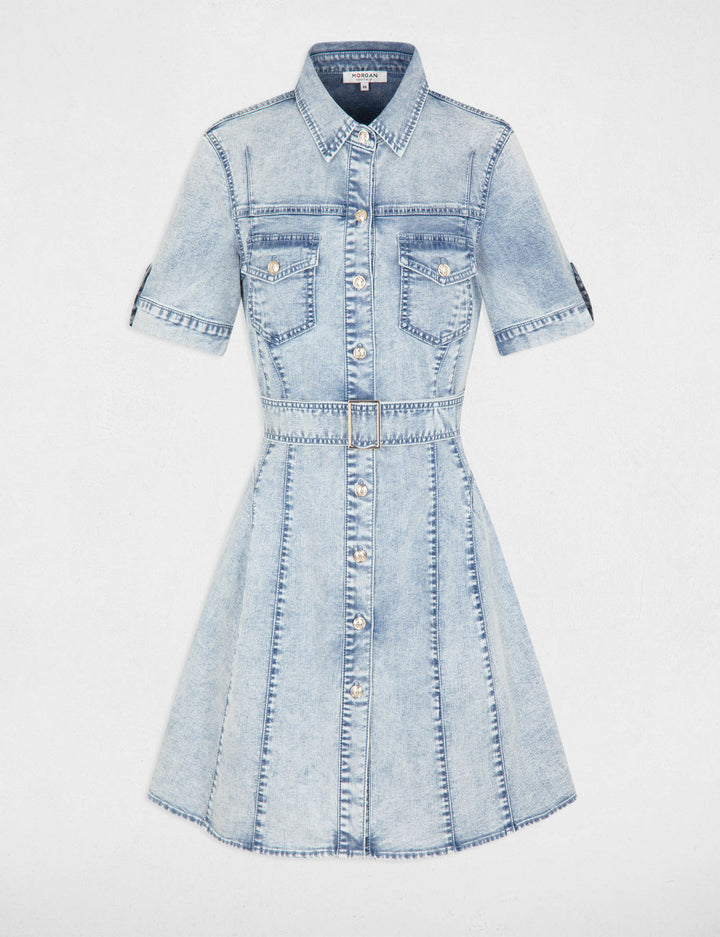 Robe courte patineuse en jean