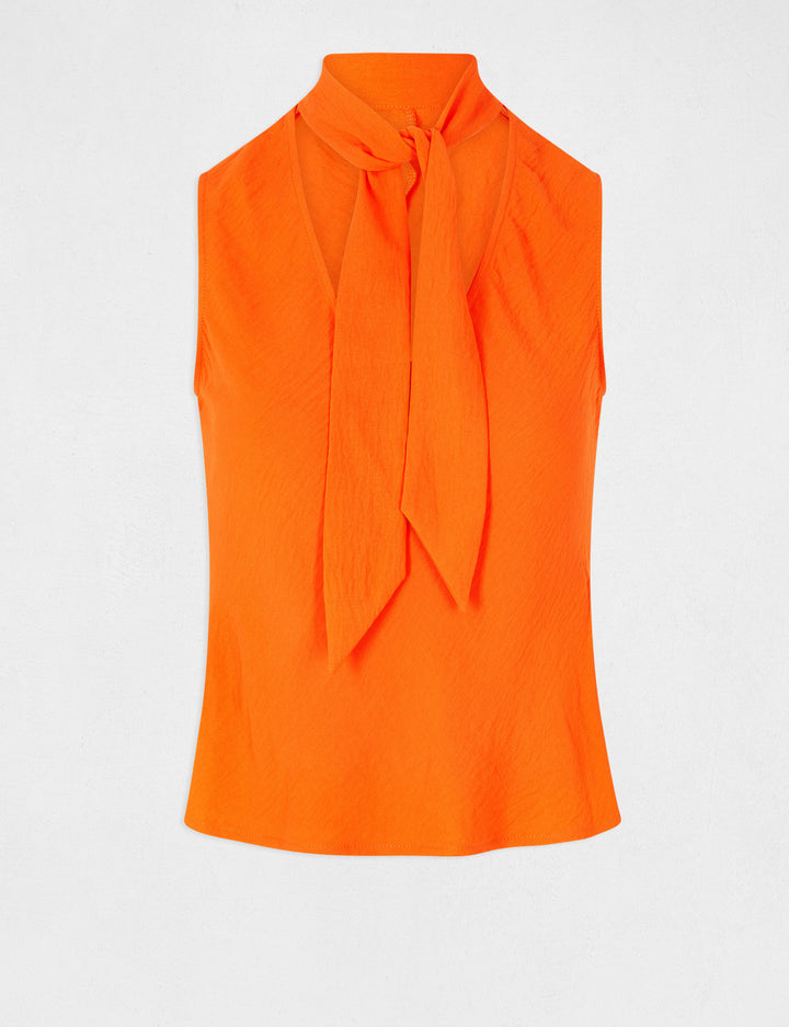 Blouse sans manches col lavallière