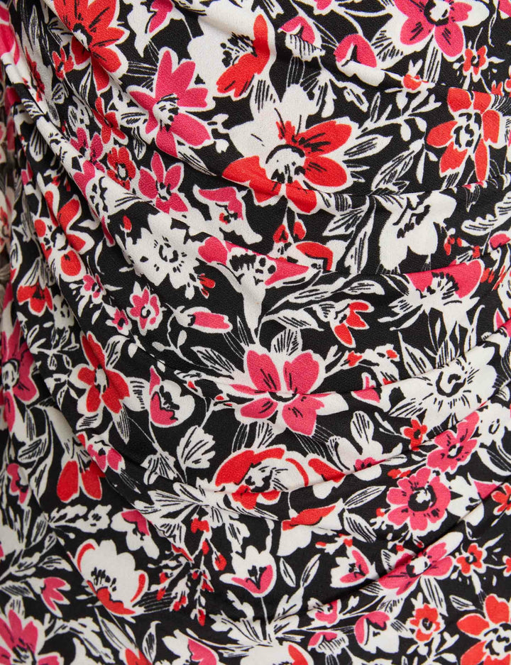 Robe courte drapée imprimée