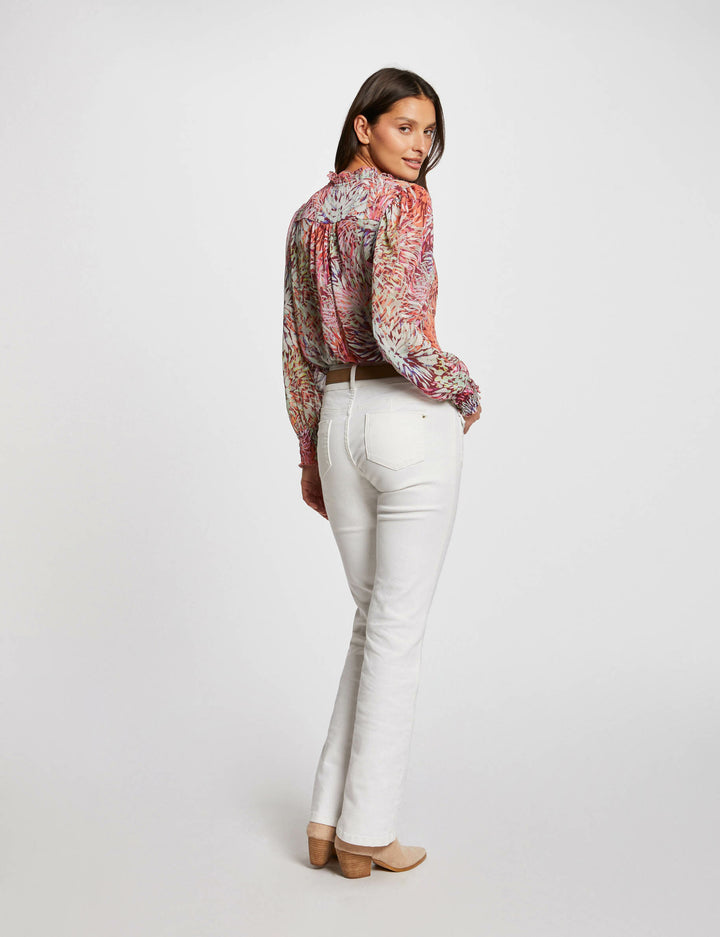 Blouse col en V imprimée
