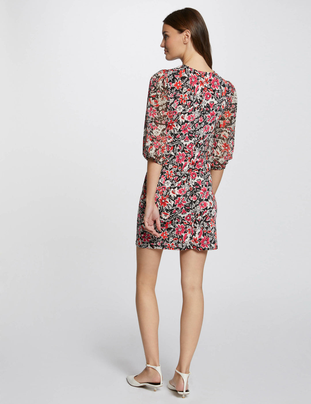 Robe courte drapée imprimée