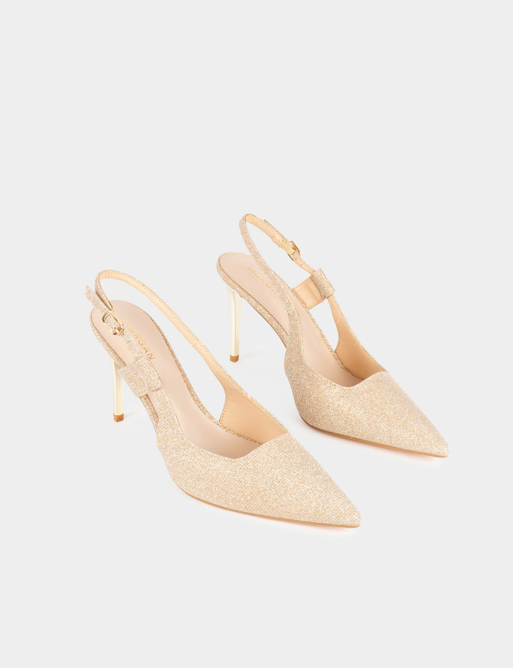 Sandales slingback aspect métallisé