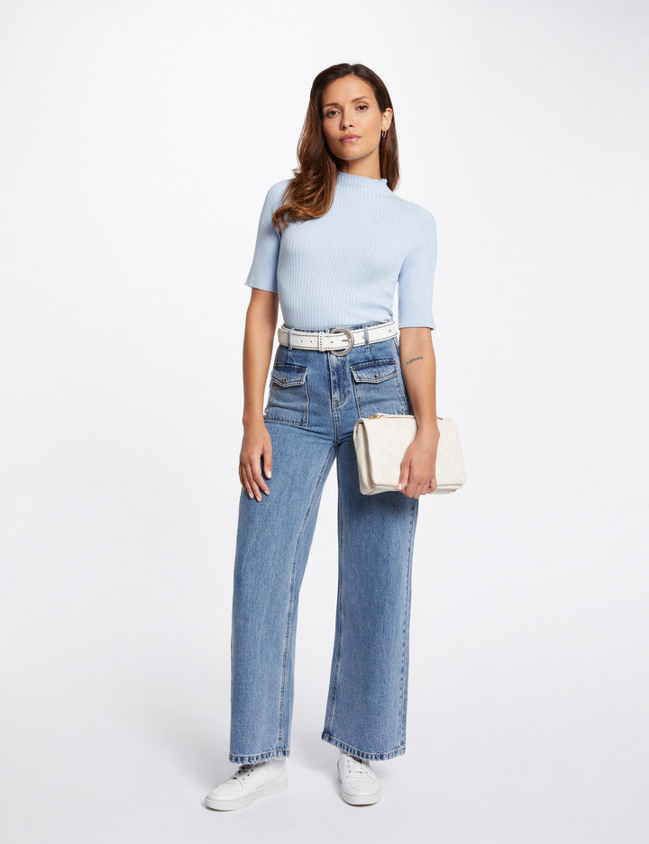 Jeans large taille haute