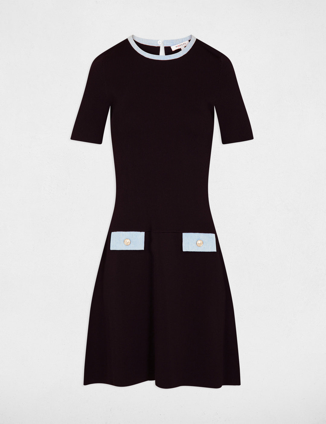 Robe tricot détails en jean