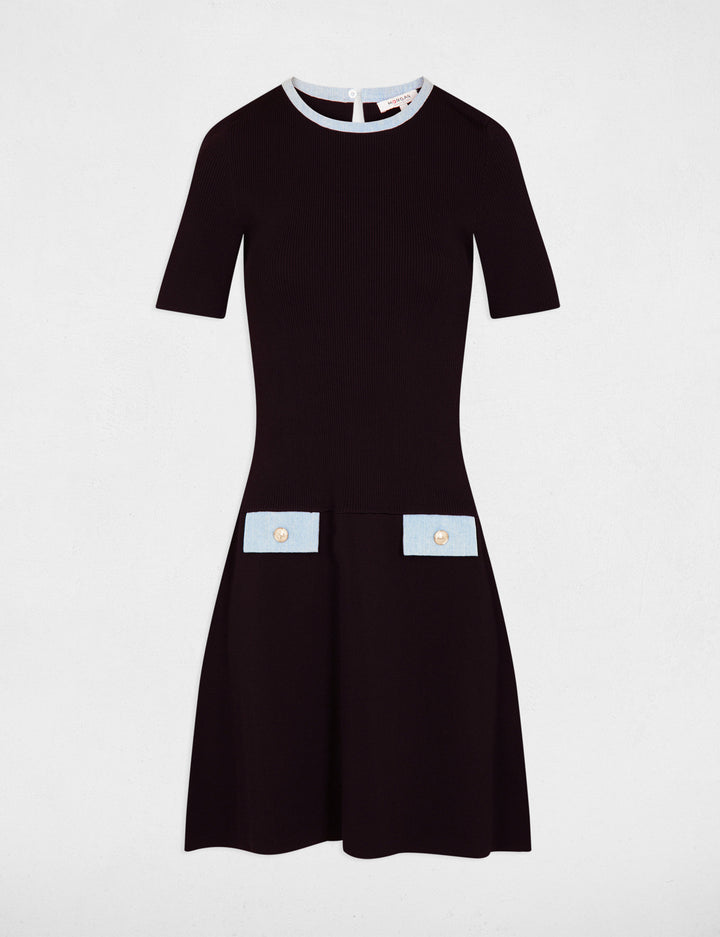 Robe tricot détails en jean