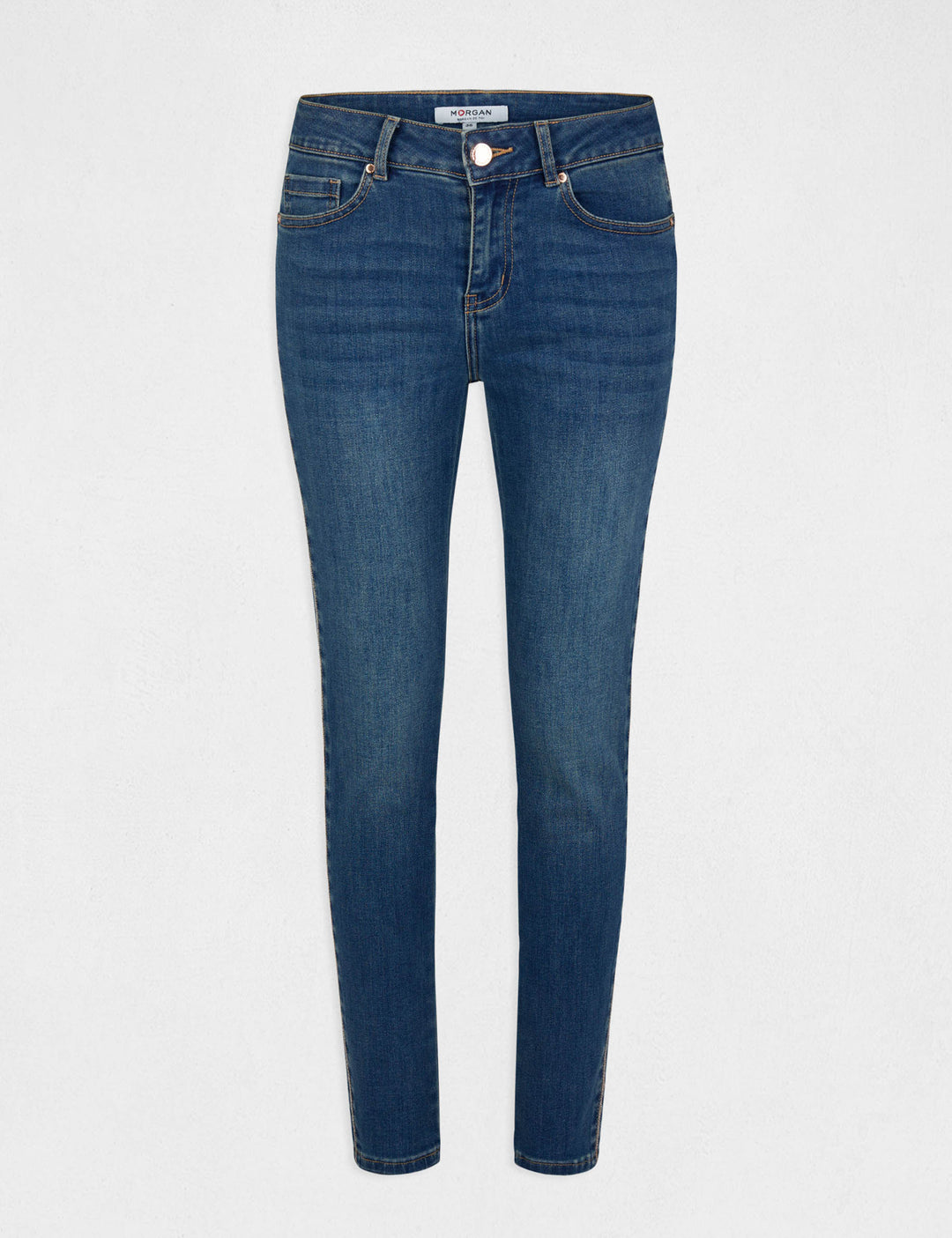 Jeans slim avec bandes strass