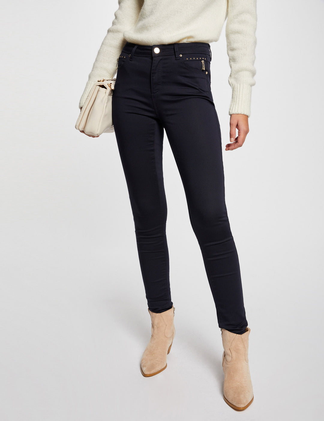 Pantalon skinny aspect satin