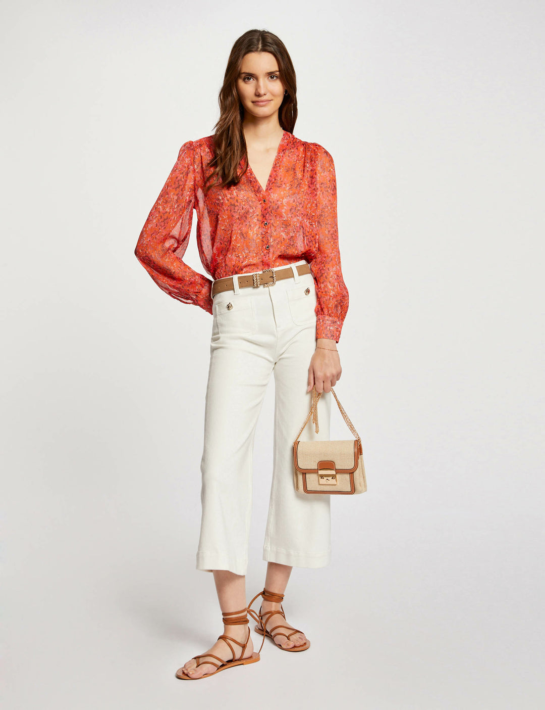 Chemise col en V imprimée