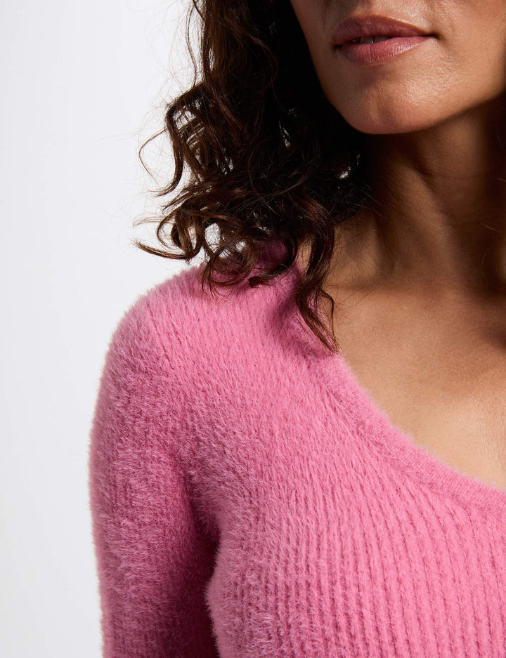 Pull manches longues maille duveteuse