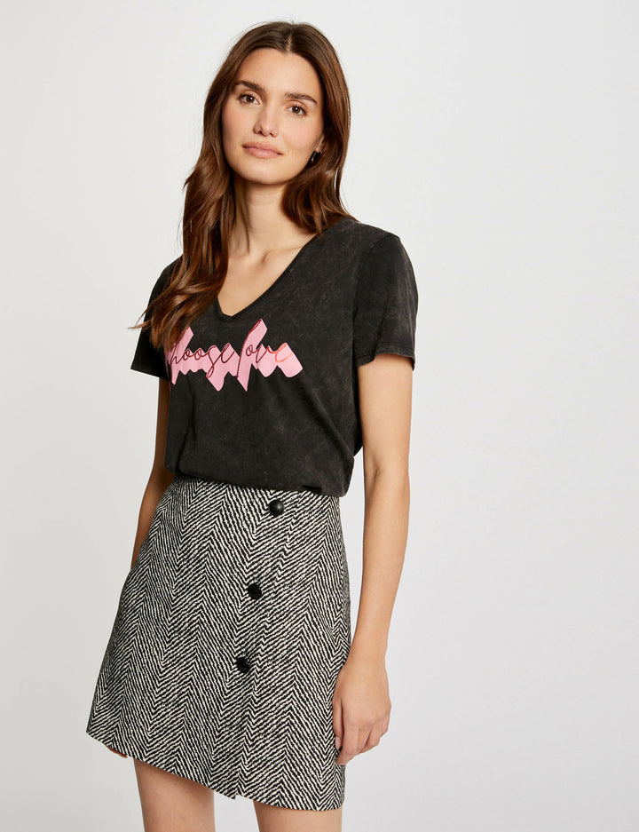 Jupe courte imprimé chevron