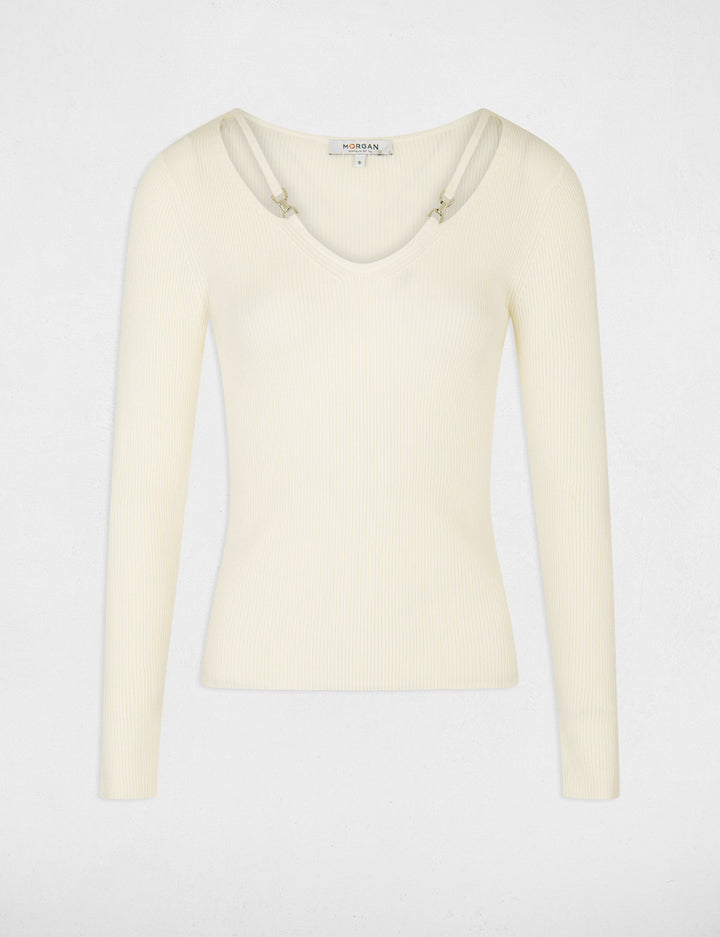Pull manches longues avec boucles
